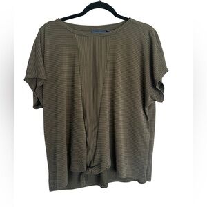 Apt. 9 Women’s XL Olive Green Striped Tie-Front Short Sleeve Top